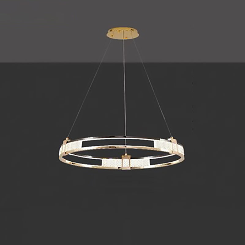 Modern Luxury Circle Aluminum Crystal Glass LED Chandelier For Living Room