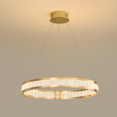 Contemporary Luxury Aluminum Crystal Circle Ring LED Chandelier For Dining Room