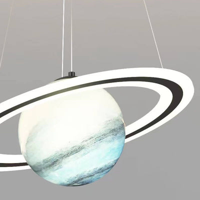 Contemporary Nordic Iron Acrylic Planet LED Pendant Light For Bedroom