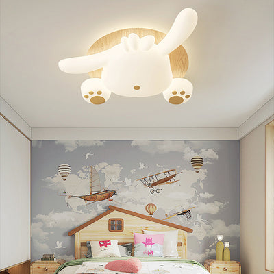 Contemporary Creative Bear Iron Plastic LED Semi-Flush Mount Ceiling Light For Living Room