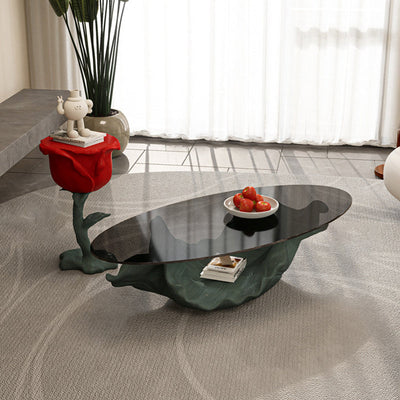 Contemporary Creative Red Rose Flower Shape Fiberglass Coffee Table For Living Room