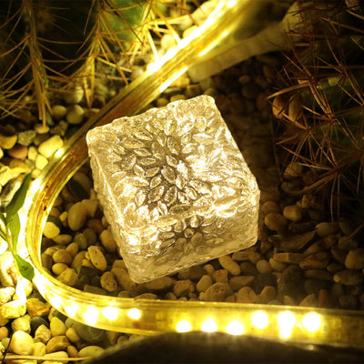 Contemporary Creative Solar Waterproof Square Patterned Floor Tile Acrylic LED Outdoor Light For Garden