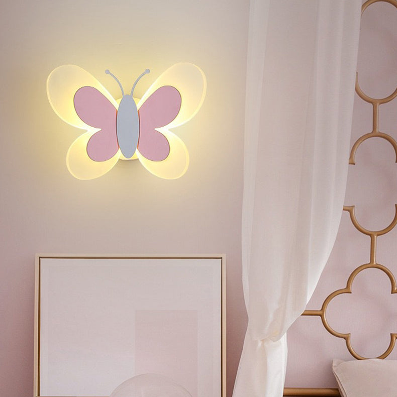 Contemporary Creative Acrylic Butterfly Design Iron LED Wall Sconce Lamp For Bedroom