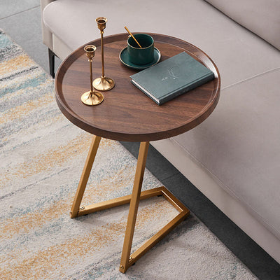 Modern Simplicity Round MDF Iron End Table Movable For Living Room