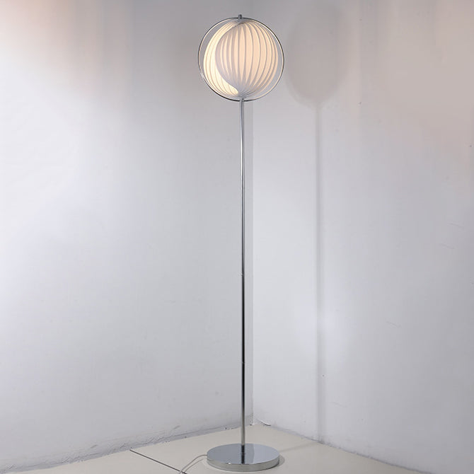 Contemporary Scandinavian Metal Macromolecule Round Ball Pleated 1-Light Standing Floor Lamp For Bedroom