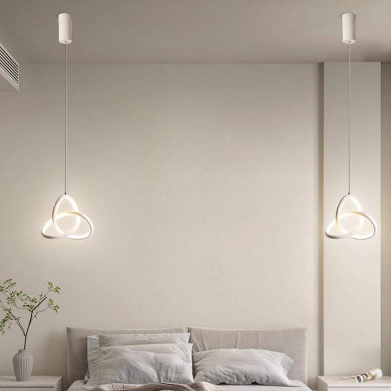 Contemporary Nordic Aluminum Iron Silica Geometric Intertwined Ring LED Pendant Light For Bedside