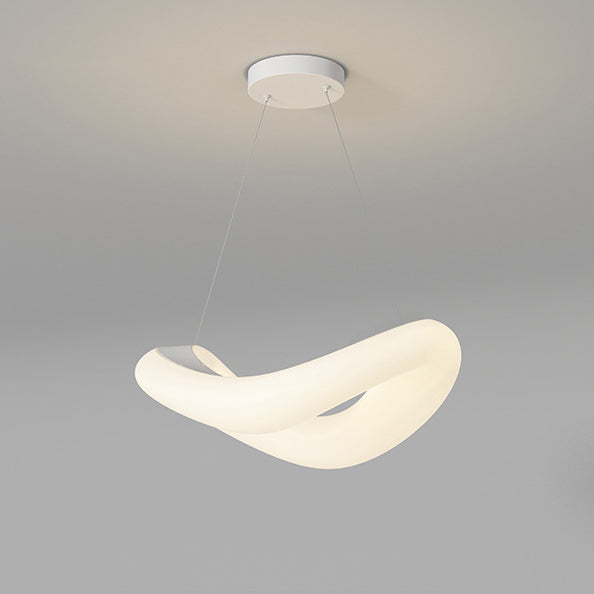 Modern Minimalist PE Wave Ring Hardware LED Pendant Light For Bedroom