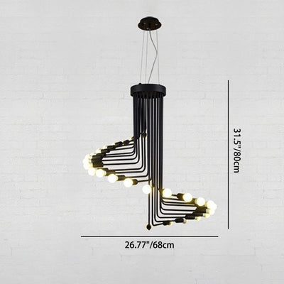 Contemporary Retro Iron Metal Helical 16/26 Light Chandelier For Entryway