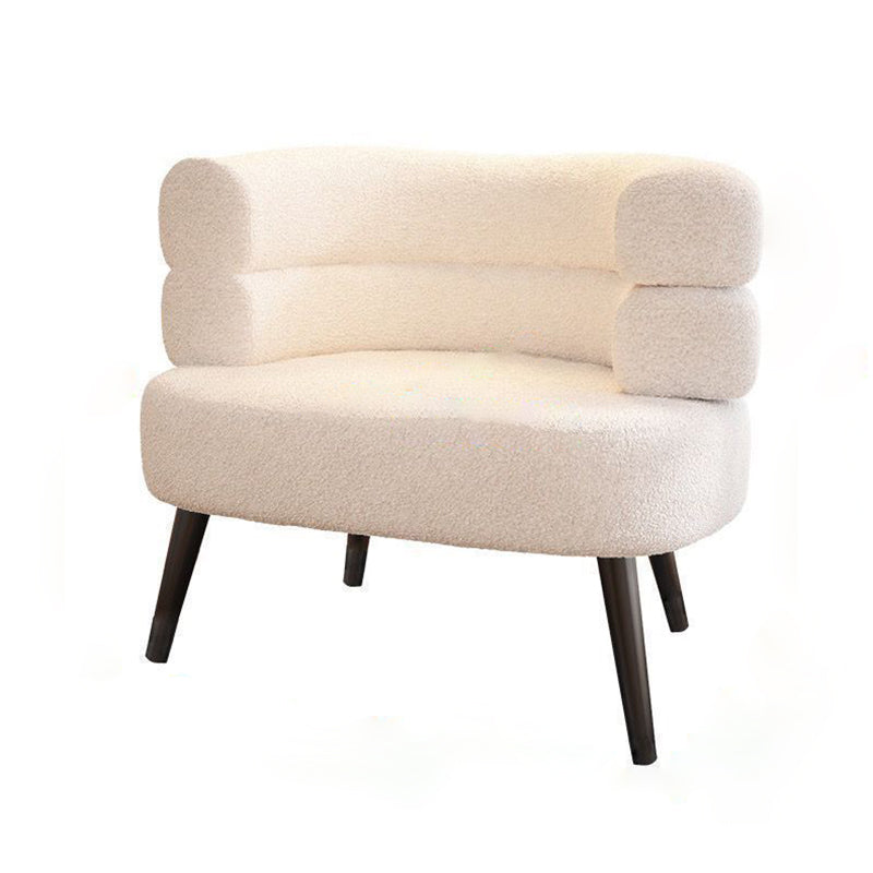 Contemporary Nordic Round Lambswool Upholstered Vanity Stool Backrest Armrest For Bedroom