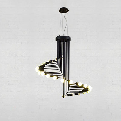 Contemporary Retro Iron Metal Helical 16/26 Light Chandelier For Entryway