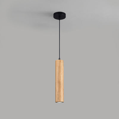 Modern Minimalist Wood Cylinder LED Pendant Light