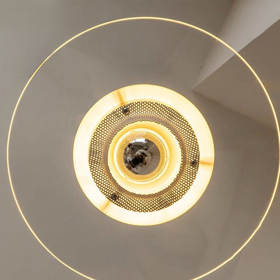 Contemporary Nordic Round Flying Saucer Cone Hardware Glass 1-Light Pendant Light For Living Room