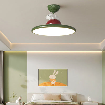 Contemporary Creative Cartoon Panda Elephant Iron Acrylic LED Semi-Flush Mount Ceiling Light For Bedroom