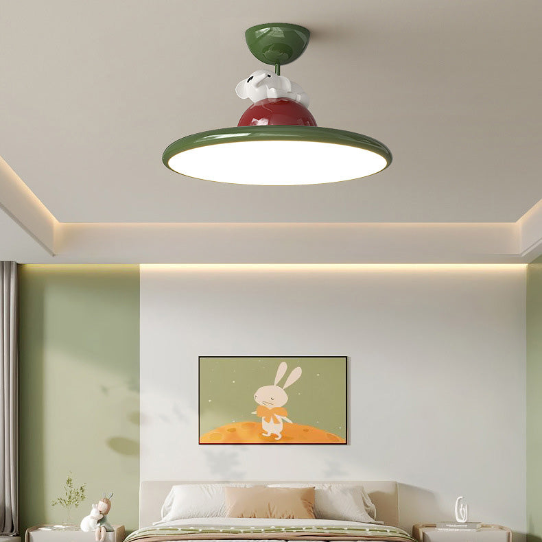 Contemporary Creative Cartoon Panda Elephant Iron Acrylic LED Semi-Flush Mount Ceiling Light For Bedroom