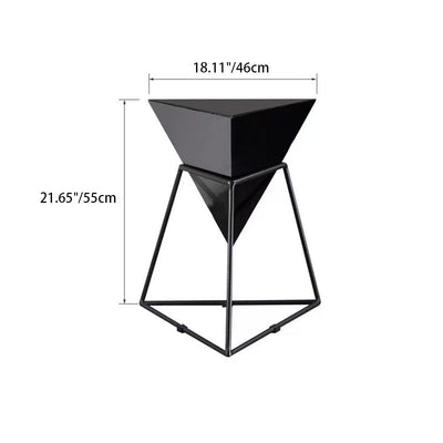 Contemporary Nordic Triangle Pyramid Glass Slate Metal Side Table For Bedside