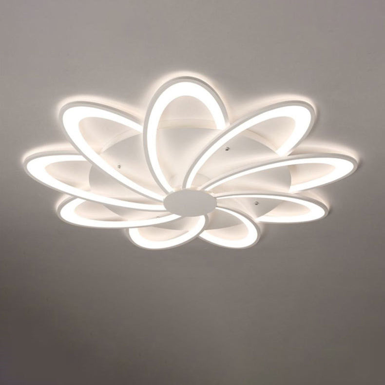 Contemporary Creative Petal Hardware Acrylic LED Semi-Flush Mount Ceiling Light For Living Room