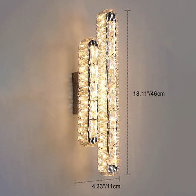 Modern Luxury Stainless Steel Crystal Elliptical Strip LED Wall Sconce Lamp For Living Room