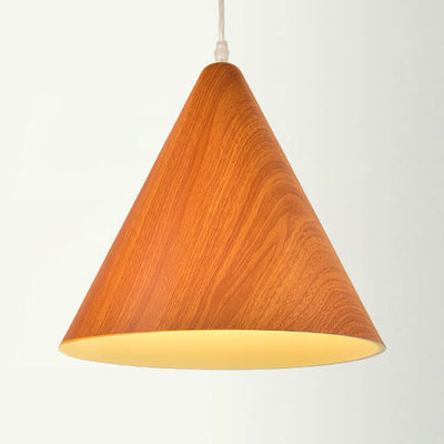 Nordic Creative Wood Grain Cone Aluminum 1-Light Pendant Light