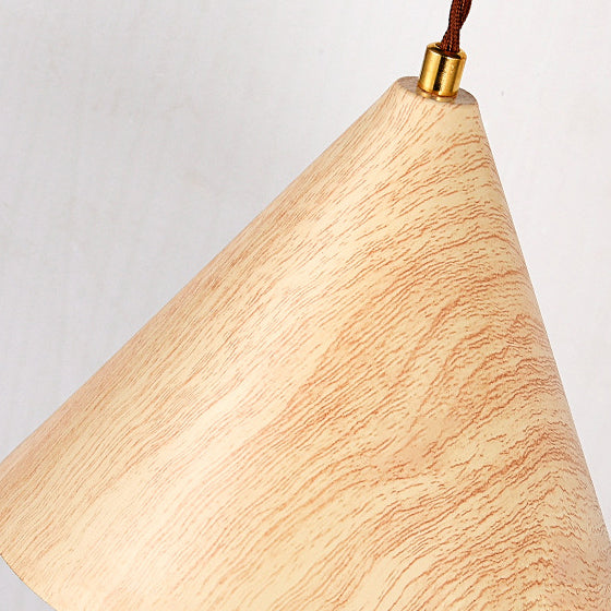 Modern Minimalist Cone Retractable Long Iron Water Turned Wood Grain Wood Wall Sconce Lamp For Bedroom