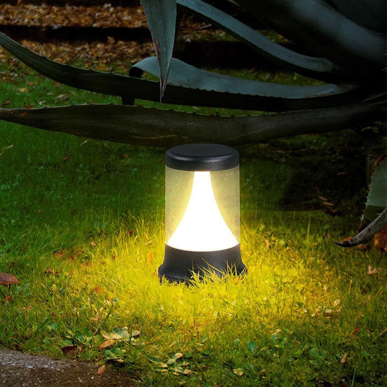 Modern Minimalist Solar Cylindrical Aluminum LED Lawn Landscape Light For Garden