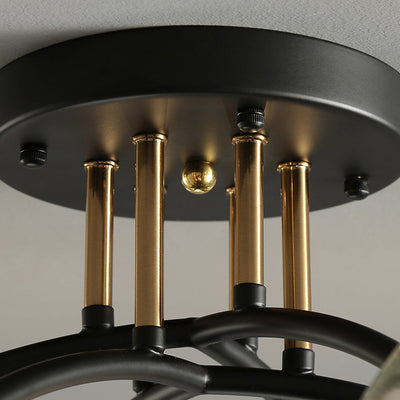 Contemporary Luxury Branch Round Ball Iron Glass 4/6/8 Semi-Flush Mount Ceiling Light For Bedroom