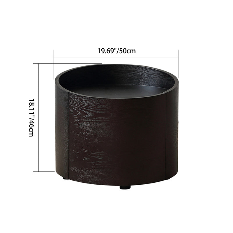 Modern Minimalist Round Cylinder Wood Nightstand 1-Drawer For Bedroom