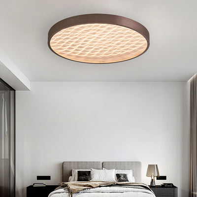 Contemporary Luxury Round Ripple Aluminum Acrylic LED Flush Mount Ceiling Light For Bedroom