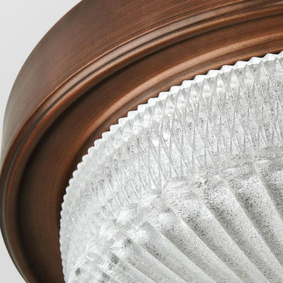 Contemporary Retro Glass Iron Round Frosted Stripe 2/3/4 Light Flush Mount Ceiling Light For Living Room