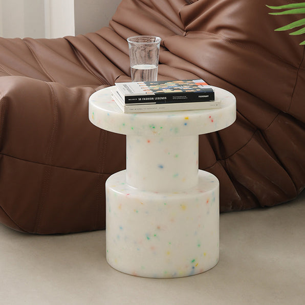 Contemporary Scandinavian Round Column PE End Table 1-Tier For Living Room