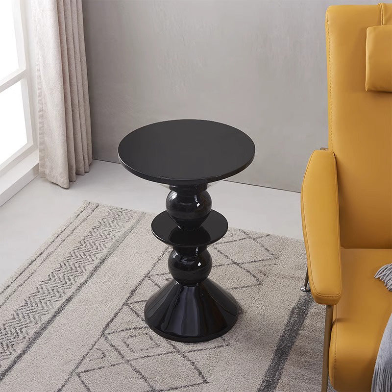 Contemporary Nordic Round Resin Lacquer Side Table For Living Room