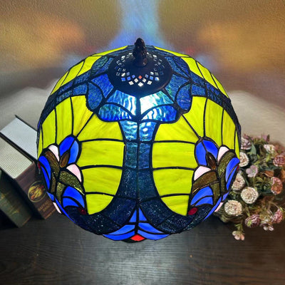 Traditional Tiffany Dome Iron Glass 1-Light Table Lamp For Living Room