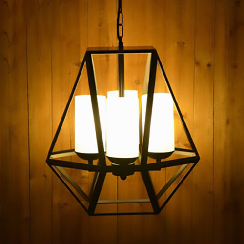 Contemporary Industrial Quadrilateral Trapezoidal Iron 3/4 Light Chandelier For Living Room