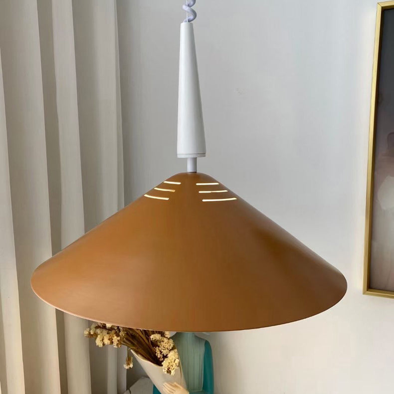 Contemporary Nordic Iron Cone Shade Stretchable 1-Light Pendant Light For Living Room