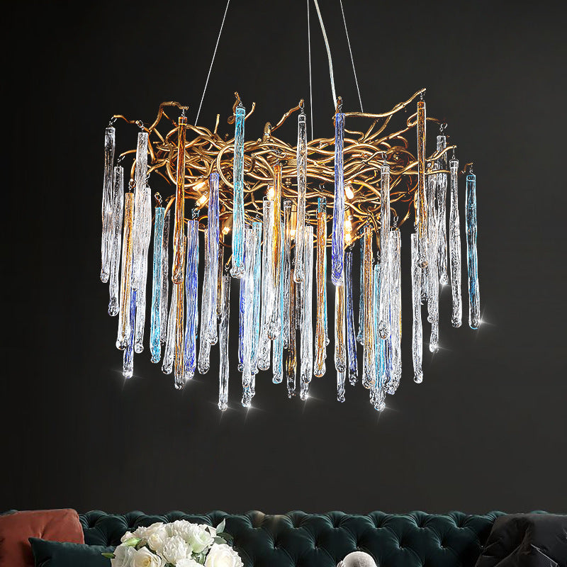 Contemporary Luxury Crystal Branch Glass Aluminum Iron 6/8/10 Light Chandelier For Bedroom
