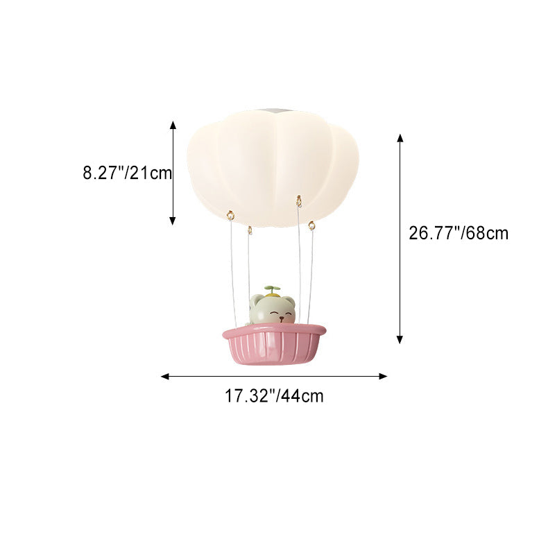 Modern Simplicity Kids PE Iron Pumpkin Hot Air Balloon Bear LED Flush Mount Ceiling Light For Bedroom