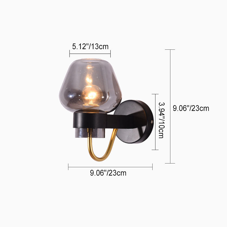 Contemporary Scandinavian Glass Cup Design 1-Light Wall Sconce Lamp For Hallway