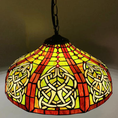 Traditional Rustic Round Flower Iron Glass 1-Light Pendant Light For Living Room