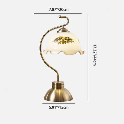 Modern Minimalist Pod Lotus Shaped Glass Iron 1-Light Table Lamp For Bedroom