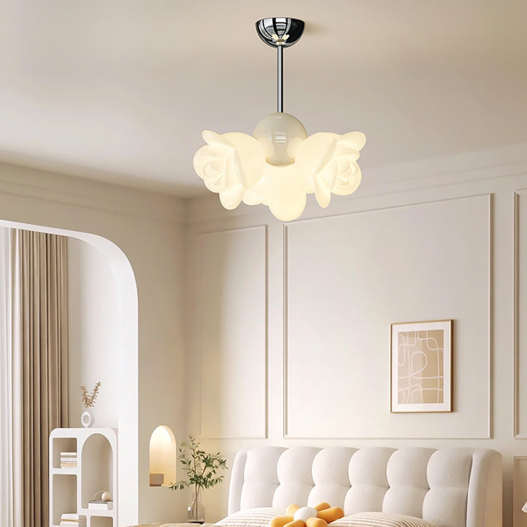 Contemporary Creative Rose Orb PE Iron LED Semi-Flush Mount Ceiling Light For Living Room