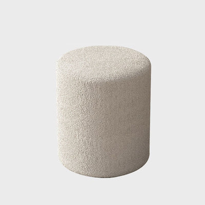 Modern Minimalist Cylinder Frame Lambswool Solid Wood Vanity Stool For Bedroom