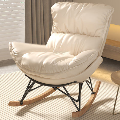 Contemporary Simplicity Fabric Upholstered Rocking Chair Footrest For Living Room