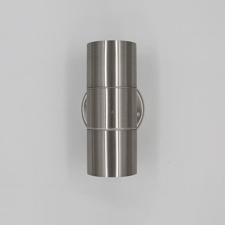 Modern Minimalist Stainless Steel Cylinder 2-Light Wall Sconce Lamp