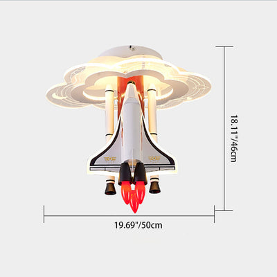 Contemporary Creative Iron Cartoon Aerospace Rocket Acrylic LED Kids Flush Mount Ceiling Light For Living Room