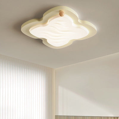 Modern Nordic Cream Biscuit PVC Shade Hardware LED Flush Mount Ceiling Light For Bedroom