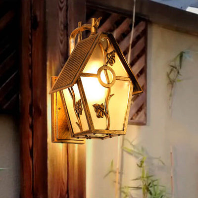 Retro House Waterproof Aluminum Frosted Glass 1-Light Outdoor Wall Sconce Lamp