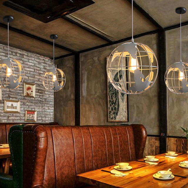 Contemporary Industrial Round Globe Iron Mesh Shade 1-Light Pendant Light For Living Room