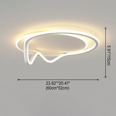 Modern Minimalist Round Line Iron Aluminium Acrylic LED Flush Mount Ceiling Light For Bedroom