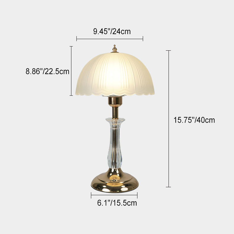 Contemporary Nordic Iron Glass Dome Streak 1-Light Table Lamp For Bedside