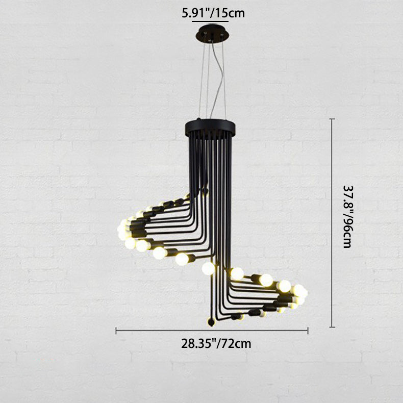 Contemporary Retro Iron Metal Helical 16/26 Light Chandelier For Entryway