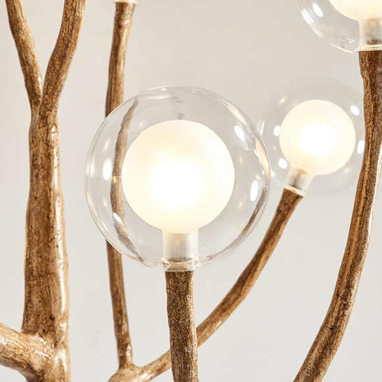 Traditional Japanese Twig Orb Resin Hardware Glass 3/7/8/12/16 Light Table Lamp For Bedroom